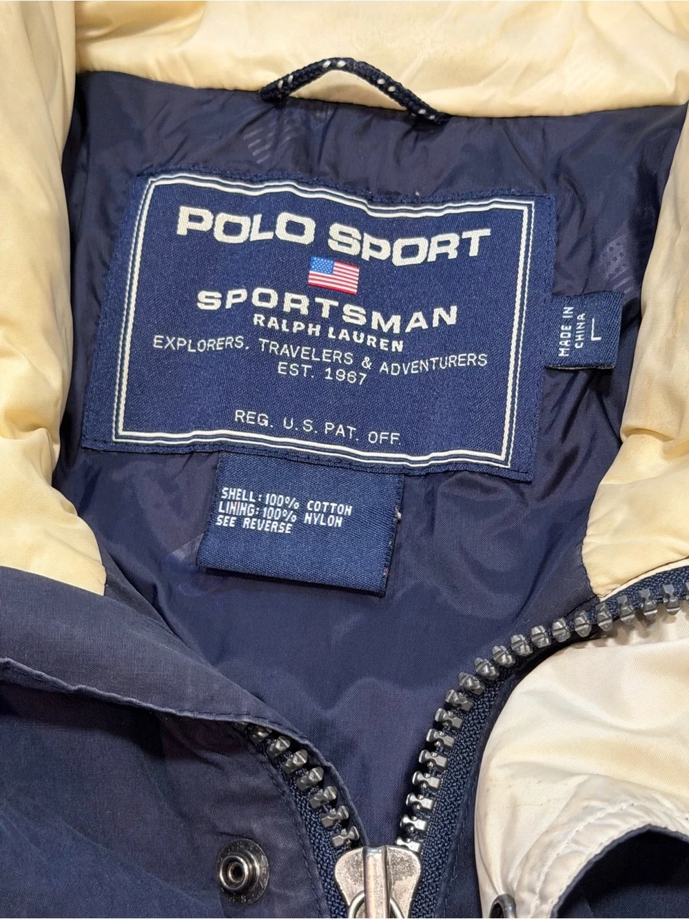 Vintage Polo Sport Ralph Lauren Sportsmans Parka Jacket Mens L Navy Puffer 90s